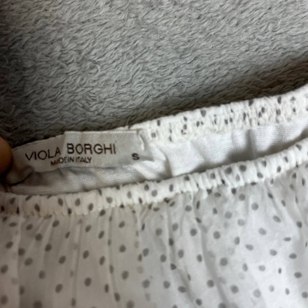 Viola Borghi Italy White 100% Silk Polka Dot Sheer Layered Blouse Small - Picture 4 of 8